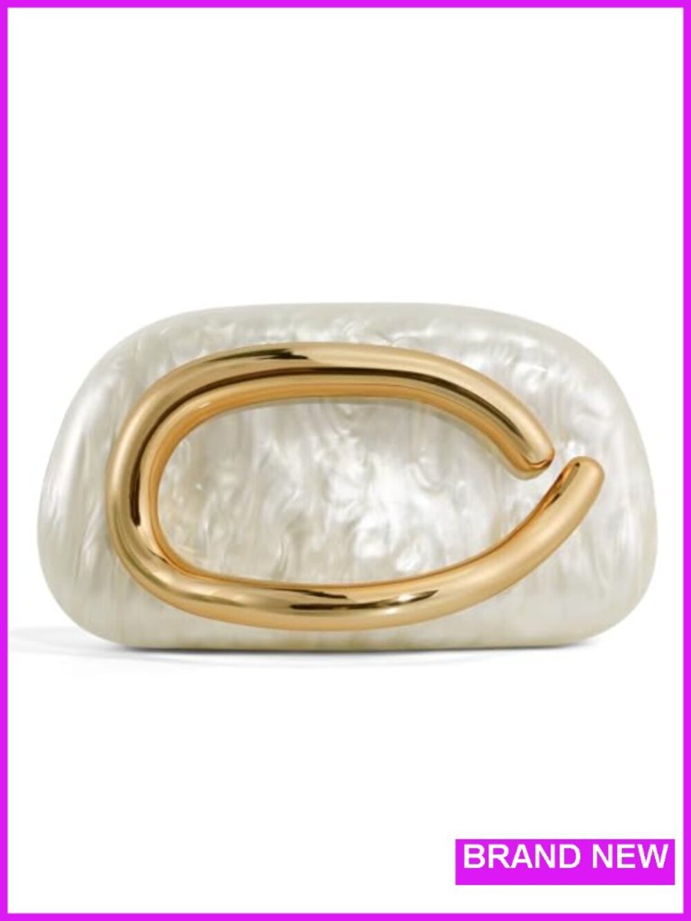 PU Leather/Marble Acrylic Evening Clutch with Chain, Metal Handle